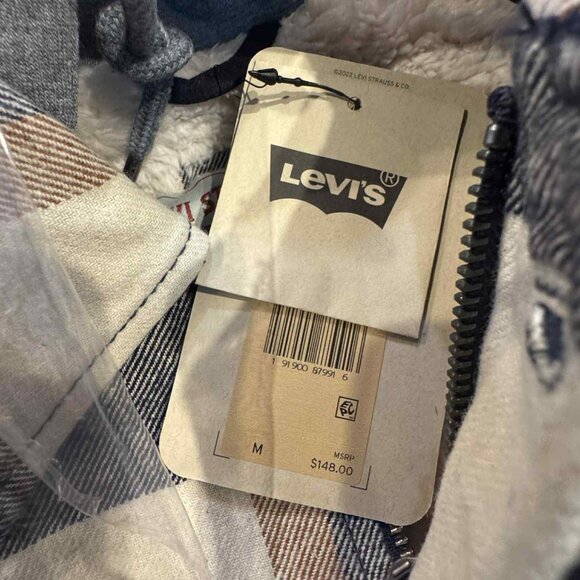 Levi's Plaid Sherpa Lined Hoodie Jacket Insulated $148 Levis - Picture 9 of 14